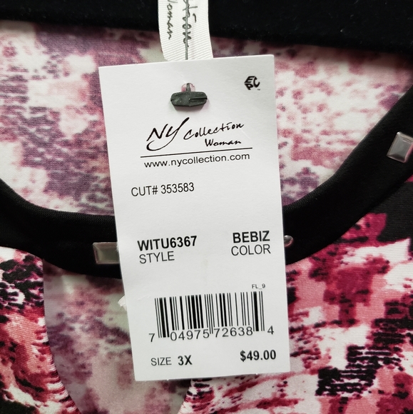 NY Collection Plus size, 3/4 length sleeve top - Picture 6 of 7